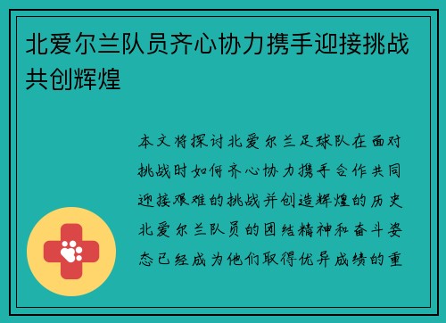 北爱尔兰队员齐心协力携手迎接挑战共创辉煌